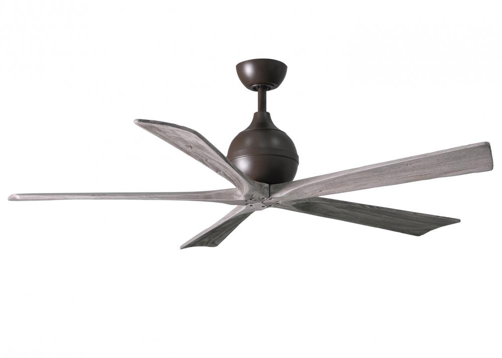 Irene-5 five-blade paddle fan in Textured Bronze finish with 60&#34; solid barn wood tone blades.