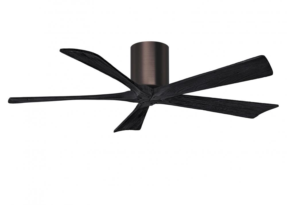 Irene-5H five-blade flush mount paddle fan in Brushed Bronze finish with 52” solid matte black w