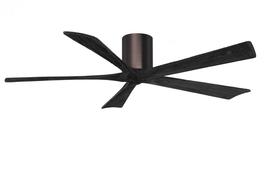Irene-5H five-blade flush mount paddle fan in Brushed Bronze finish with 60” solid matte black w