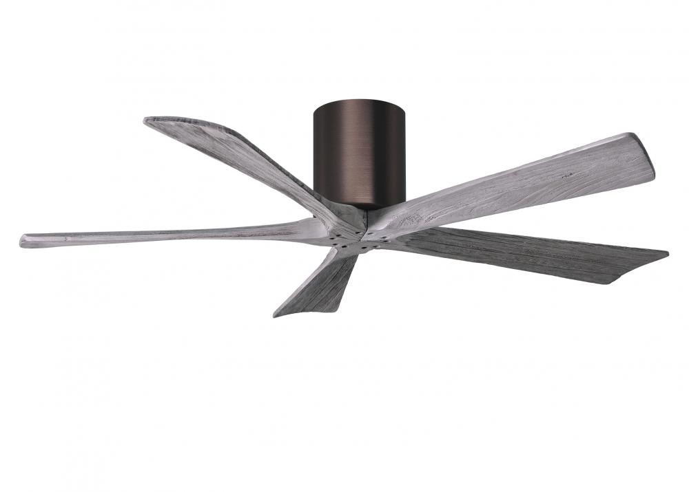 Irene-5H five-blade flush mount paddle fan in Brushed Bronze finish with 52” solid barn wood ton