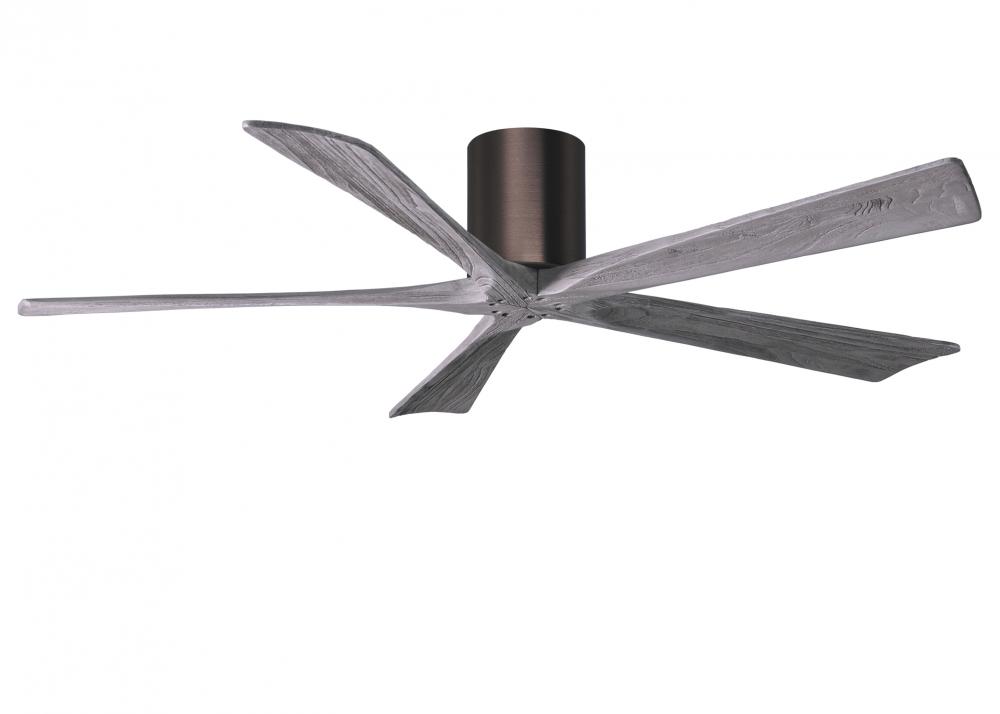 Irene-5H five-blade flush mount paddle fan in Brushed Bronze finish with 60” solid barn wood ton