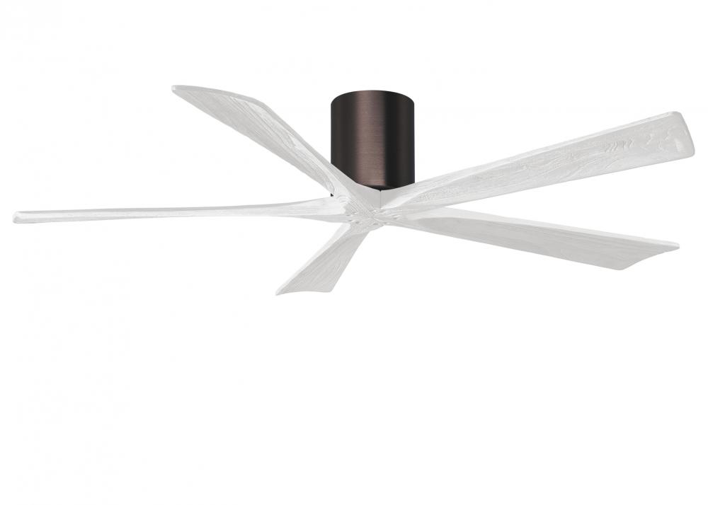 Irene-5H five-blade flush mount paddle fan in Brushed Bronze finish with 60” solid matte white w