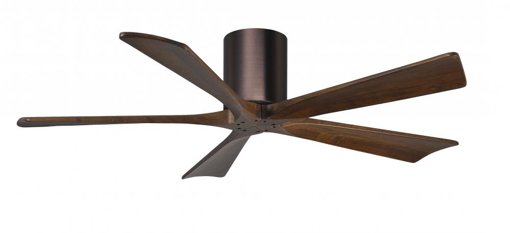 Irene-5H five-blade flush mount paddle fan in Brushed Bronze finish with 52” solid walnut tone b