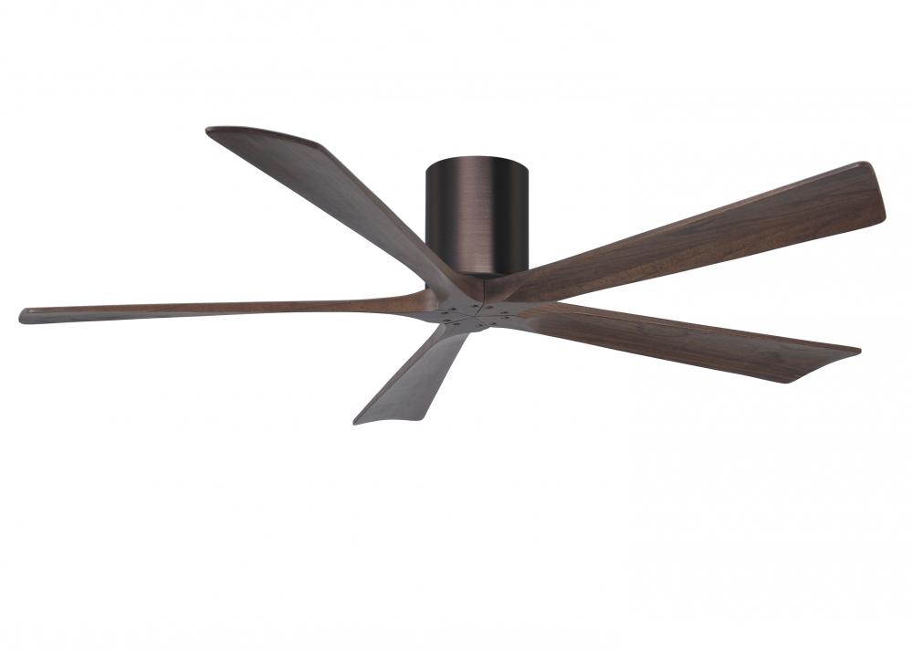 Irene-5H five-blade flush mount paddle fan in Brushed Bronze finish with 60” solid walnut tone b