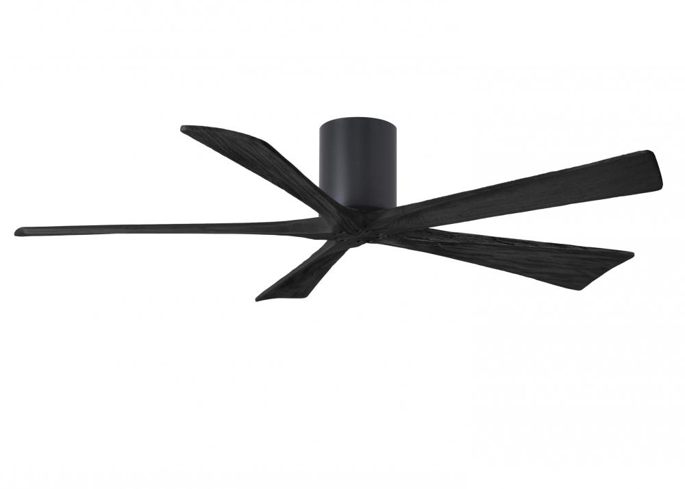 Irene-5H five-blade flush mount paddle fan in Matte Black finish with 60” solid matte black wood