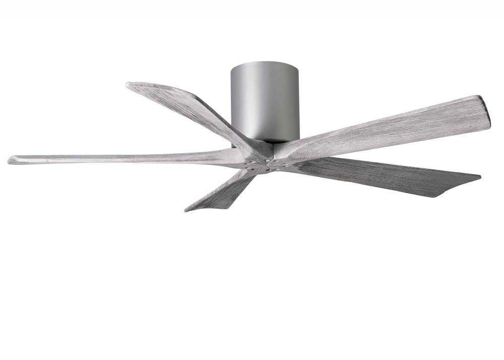 Irene-5H five-blade flush mount paddle fan in Brushed Nickel finish with 52” solid barn wood ton
