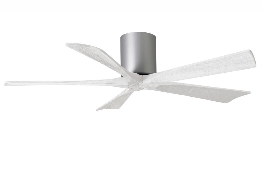 Irene-5H five-blade flush mount paddle fan in Brushed Nickel finish with 52” solid matte white w