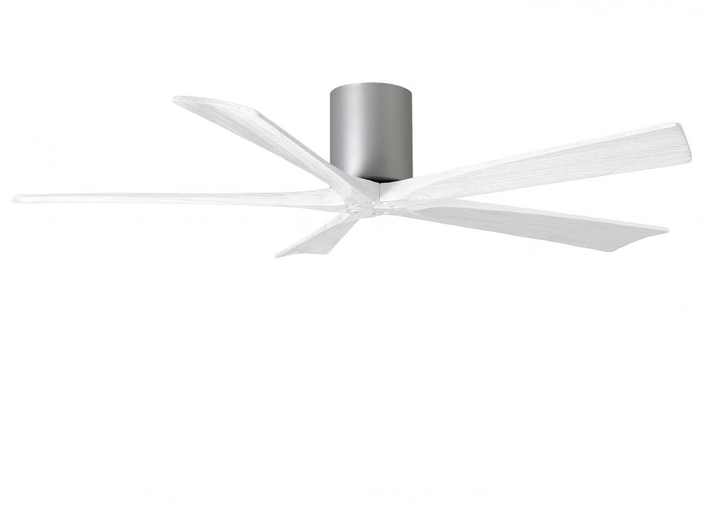 Irene-5H five-blade flush mount paddle fan in Brushed Nickel finish with 60” solid matte white w