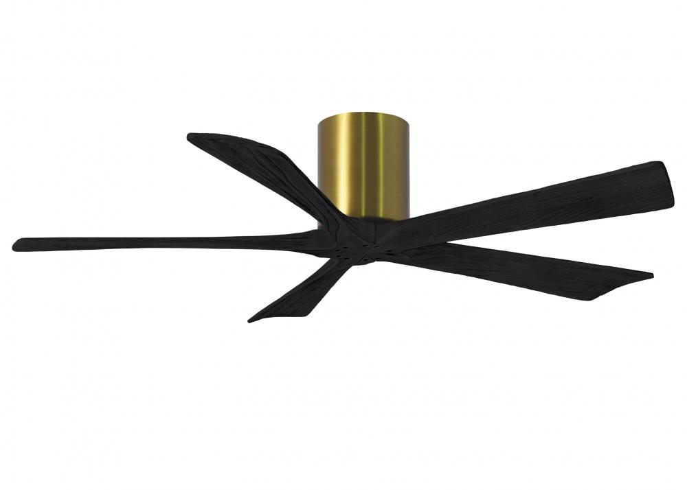 Irene-5H five-blade flush mount paddle fan in Brushed Brass finish with 52” solid matte black wo