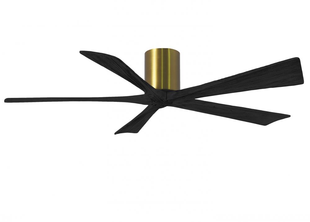 Irene-5H five-blade flush mount paddle fan in Brushed Brass finish with 60” solid matte black wo