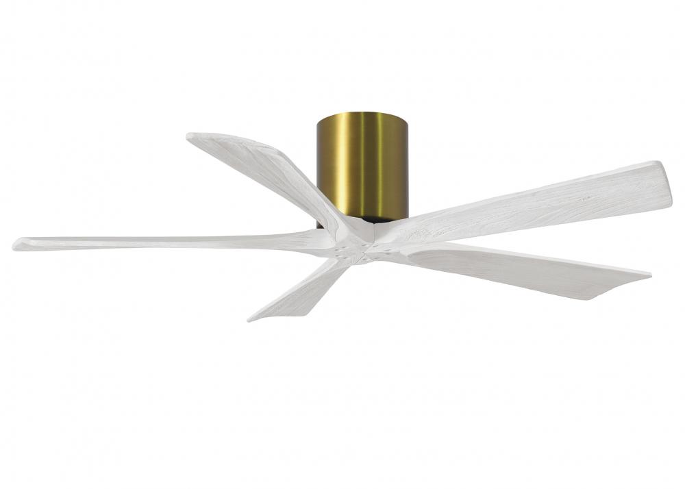 Irene-5H five-blade flush mount paddle fan in Brushed Brass finish with 52” solid matte white wo