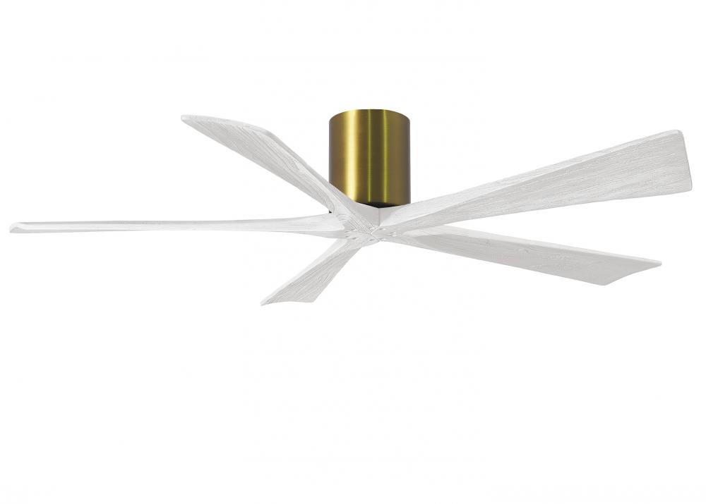 Irene-5H five-blade flush mount paddle fan in Brushed Brass finish with 60” solid matte white wo