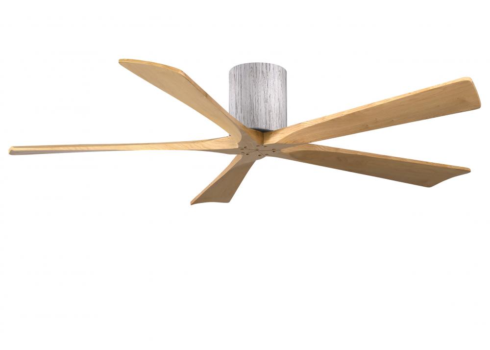 Irene-5H three-blade flush mount paddle fan in Barn Wood finish with 60” Light Maple tone blades