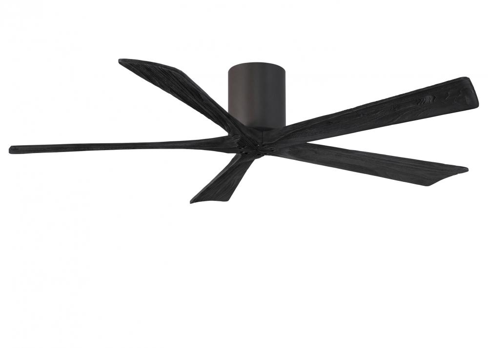 Irene-5H five-blade flush mount paddle fan in Textured Bronze finish with 60” solid matte black