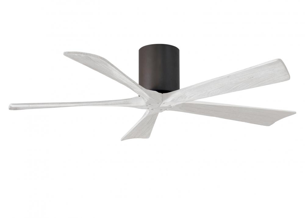 Irene-5H five-blade flush mount paddle fan in Textured Bronze finish with 52” solid matte white