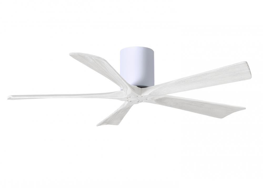 Irene-5H five-blade flush mount paddle fan in Gloss White finish with 52” solid matte white wood