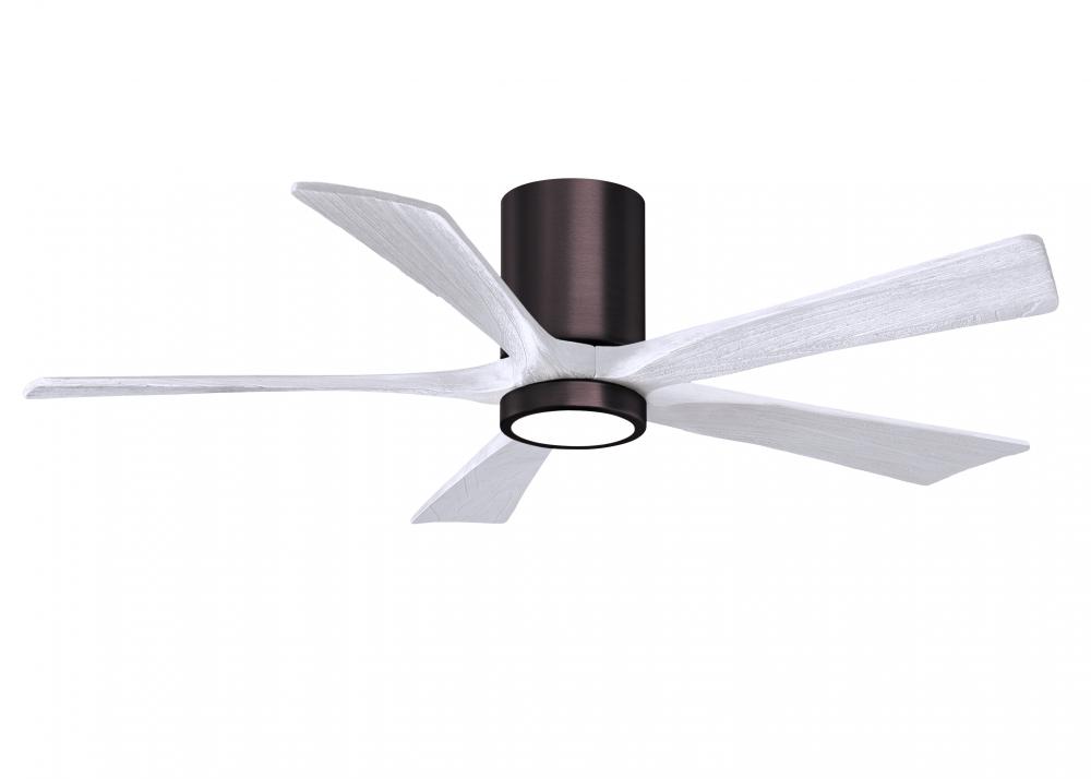 IR5HLK five-blade flush mount paddle fan in Brushed Bronze finish with 52” solid matte white woo