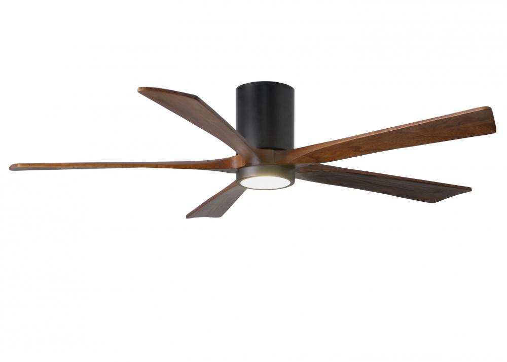 IR5HLK five-blade flush mount paddle fan in Matte Black finish with 60” solid walnut tone blades