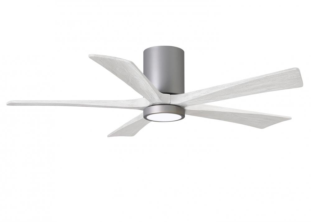 IR5HLK five-blade flush mount paddle fan in Brushed Nickel finish with 52” solid matte white woo