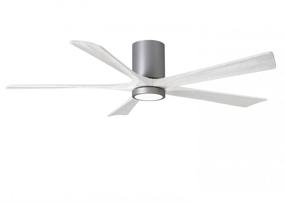 IR5HLK five-blade flush mount paddle fan in Brushed Nickel finish with 60” solid matte white woo