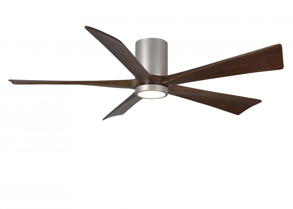 IR5HLK five-blade flush mount paddle fan in Brushed Nickel finish with 60” solid walnut tone bla