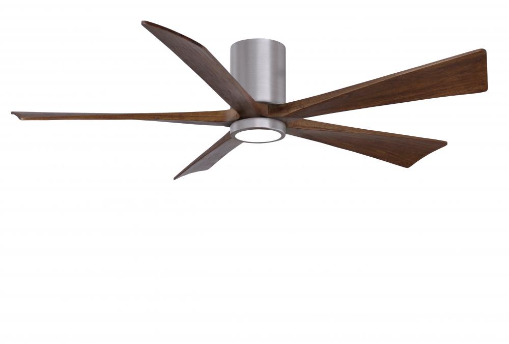 IR5HLK five-blade flush mount paddle fan in Brushed Pewter finish with 60” Solid Walnut blades a