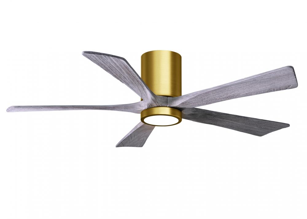 IR5HLK five-blade flush mount paddle fan in Brushed Brass finish with 52” solid walnut tone blad