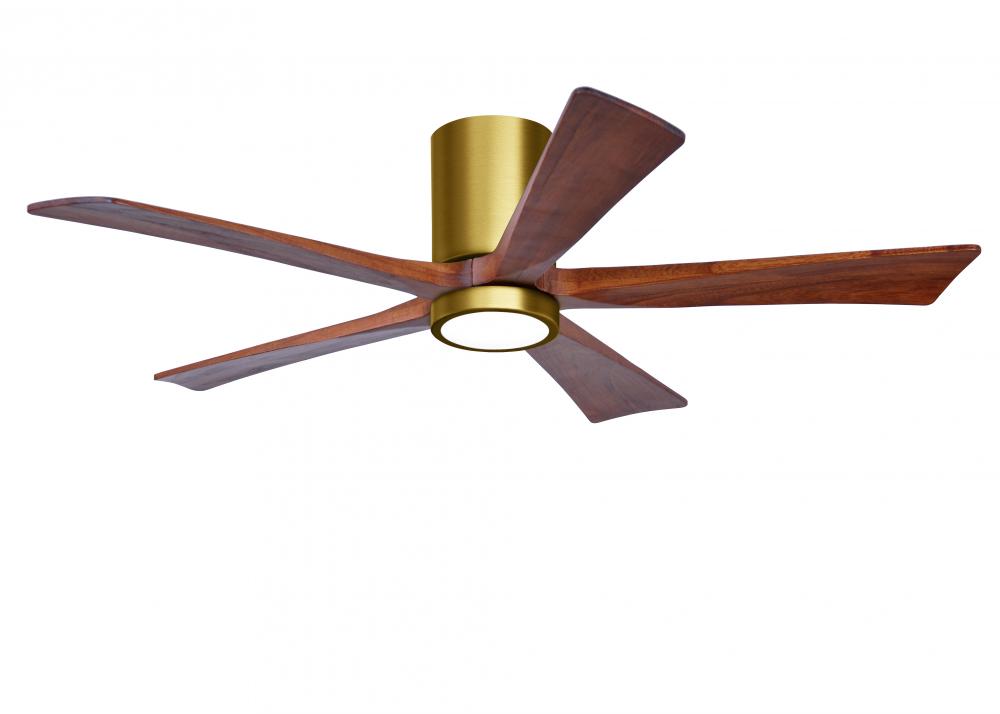 IR5HLK five-blade flush mount paddle fan in Brushed Brass finish with 52” solid matte white wood