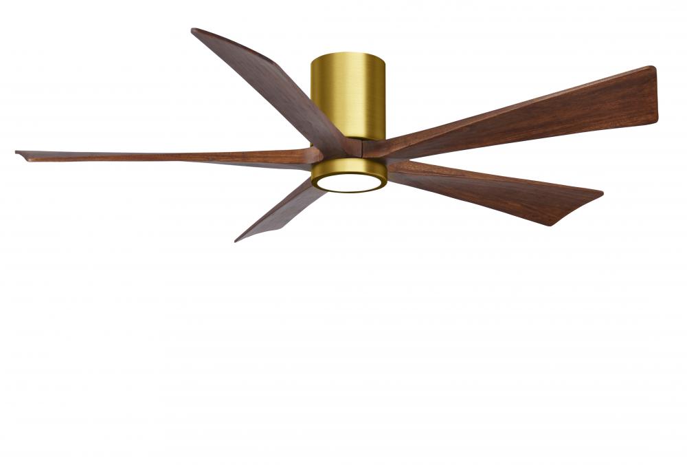 IR5HLK five-blade flush mount paddle fan in Brushed Brass finish with 60” solid matte white wood