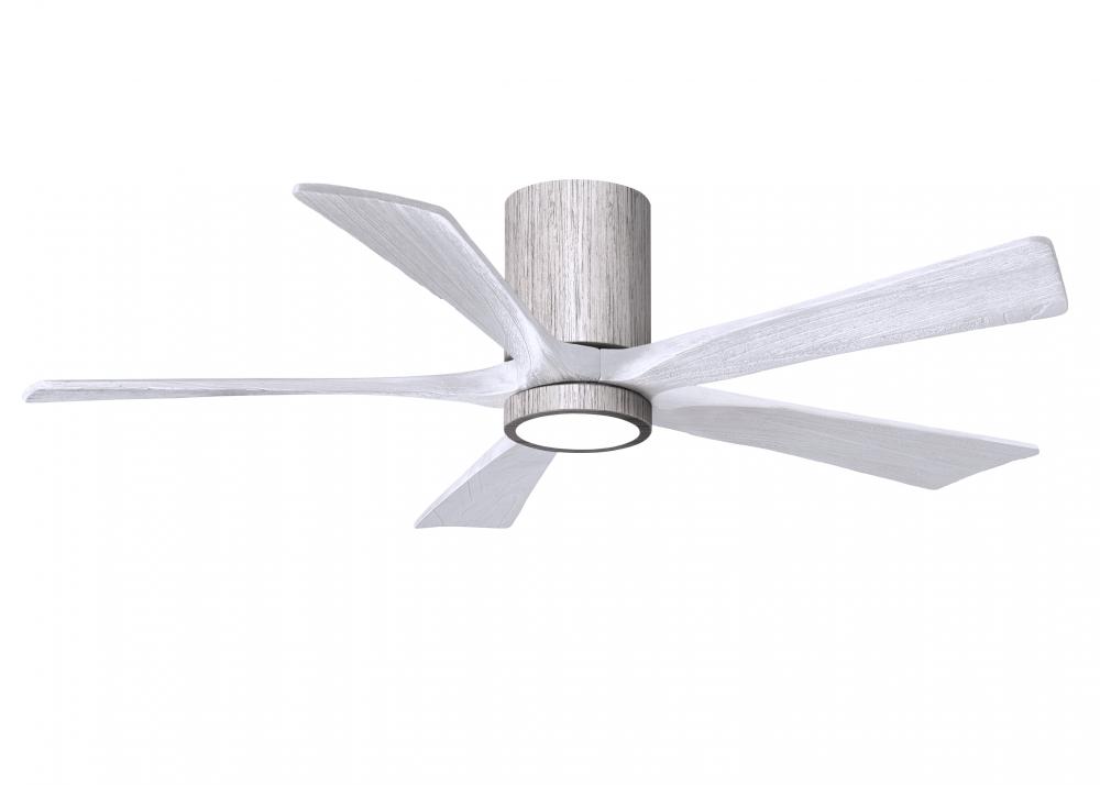 IR5HLK five-blade flush mount paddle fan in Barn Wood finish with 52” solid matte white wood bla
