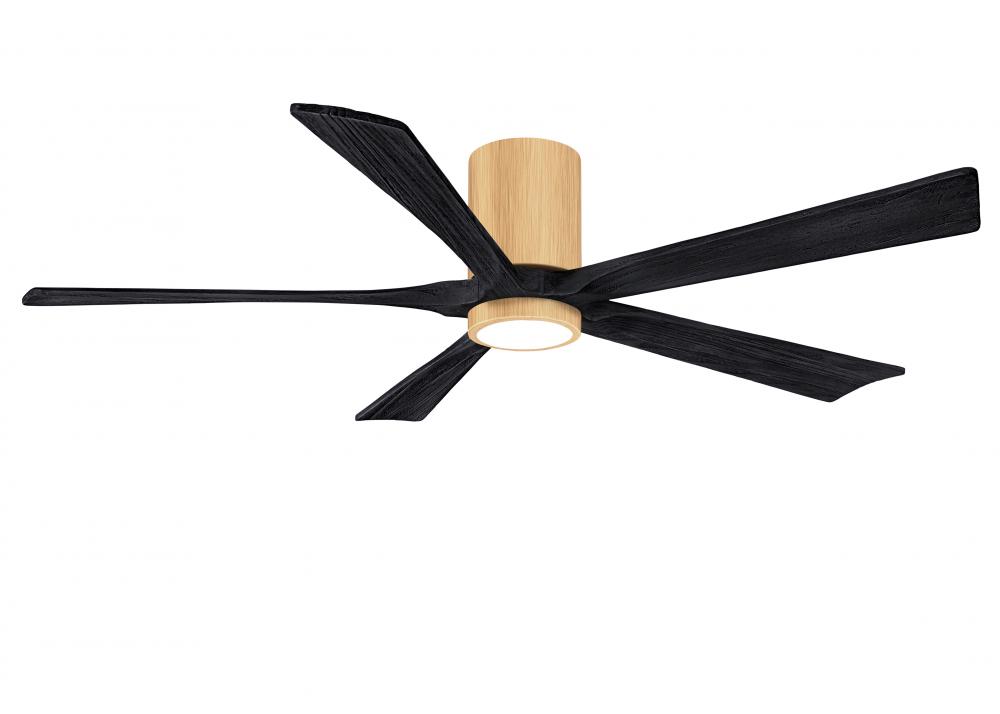 IR5HLK five-blade flush mount paddle fan in Light Maple finish with 60” Matte Black blades and i