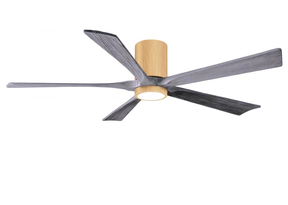 IR5HLK five-blade flush mount paddle fan in Light Maple finish with 60” Barn Wood blades and int