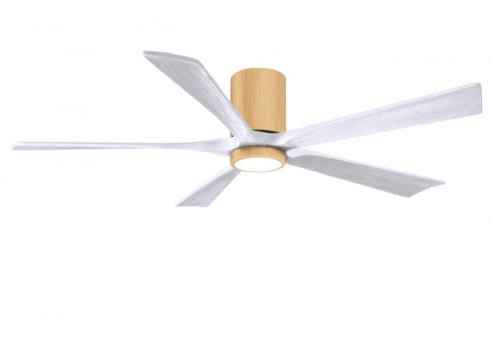 IR5HLK five-blade flush mount paddle fan in Light Maple finish with 60” Matte White  blades and