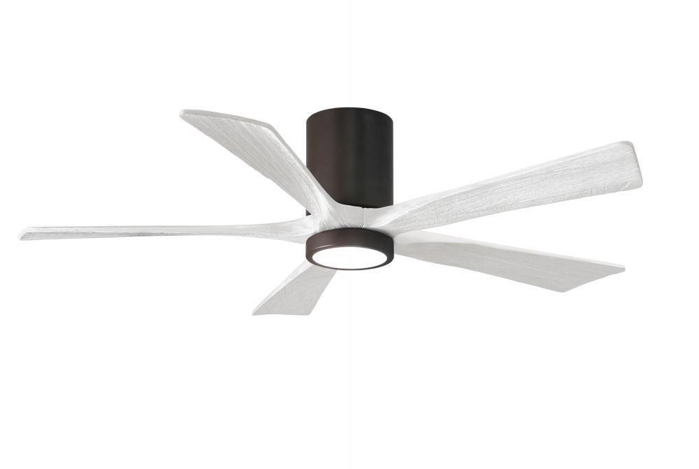 IR5HLK five-blade flush mount paddle fan in Textured Bronze finish with 52” solid matte white wo