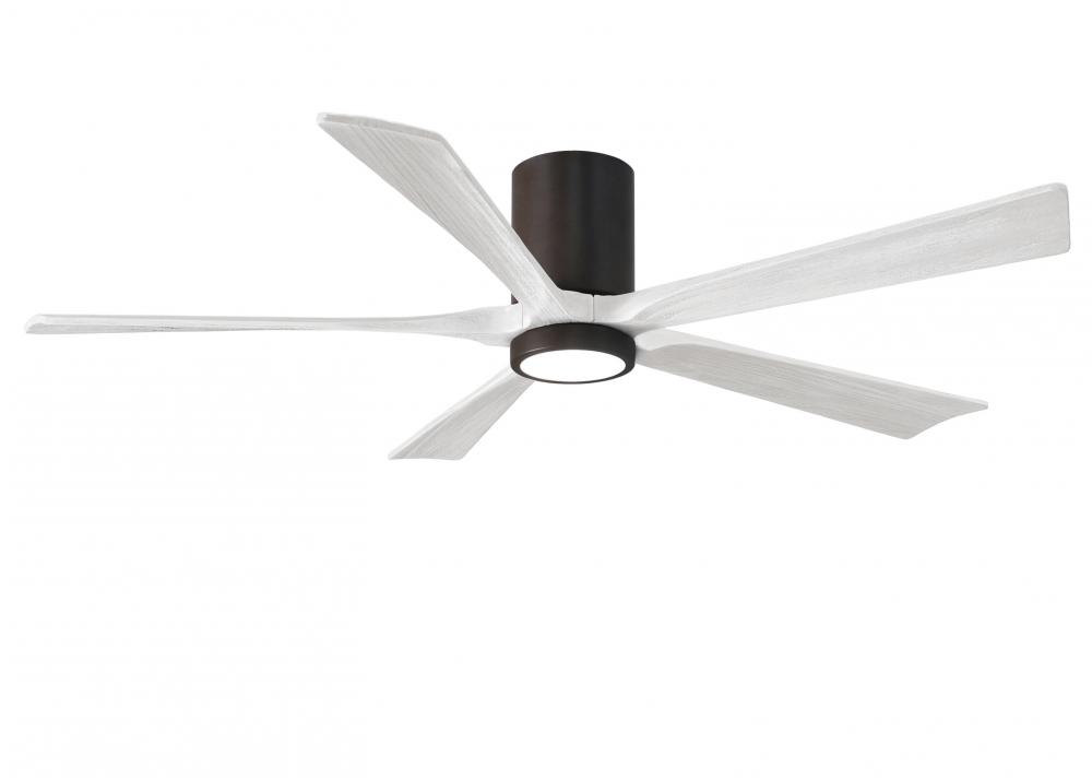 IR5HLK five-blade flush mount paddle fan in Textured Bronze finish with 60” solid matte white wo