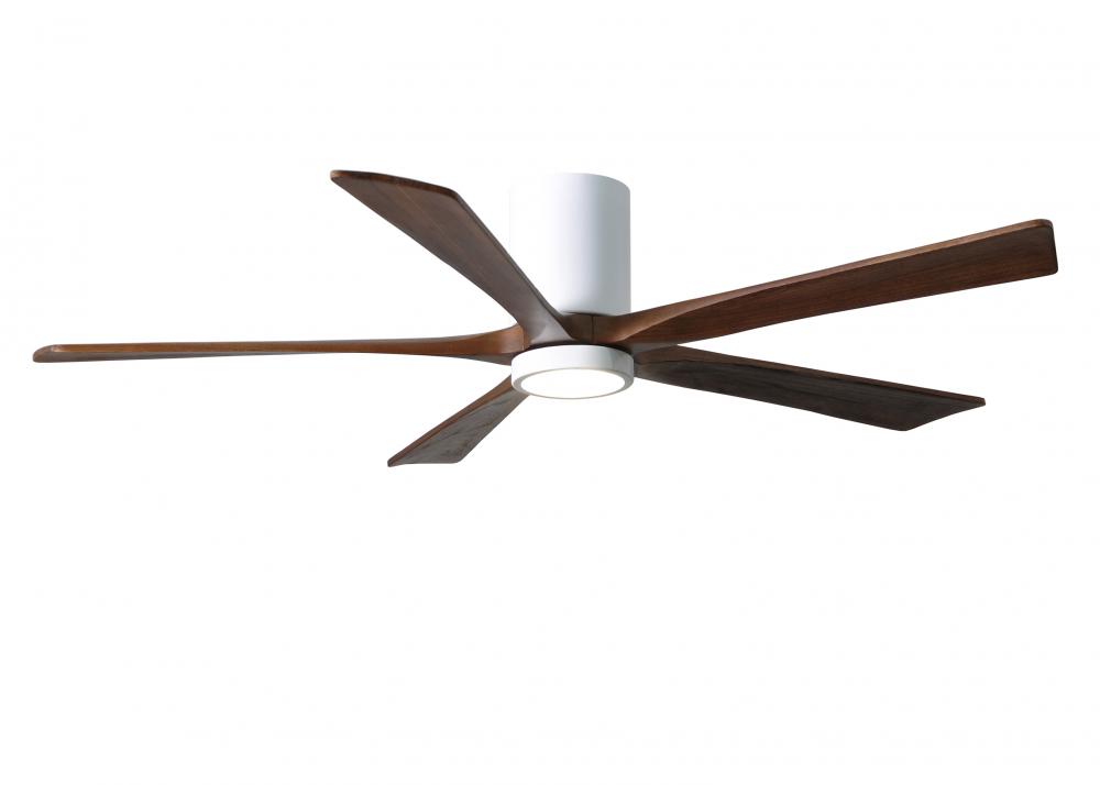 IR5HLK five-blade flush mount paddle fan in Gloss White finish with 60” solid walnut tone blades