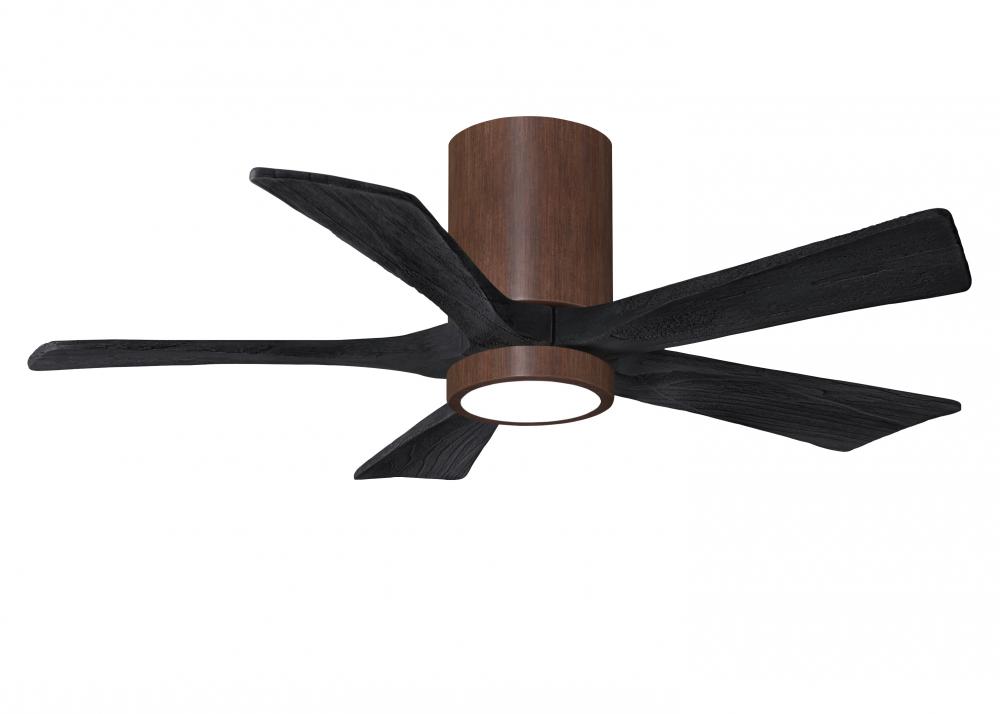 IR5HLK five-blade flush mount paddle fan in Walnut finish with 42” solid matte black wood blades