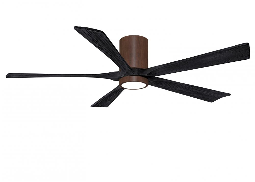 IR5HLK five-blade flush mount paddle fan in Walnut finish with 60” solid matte black wood blades