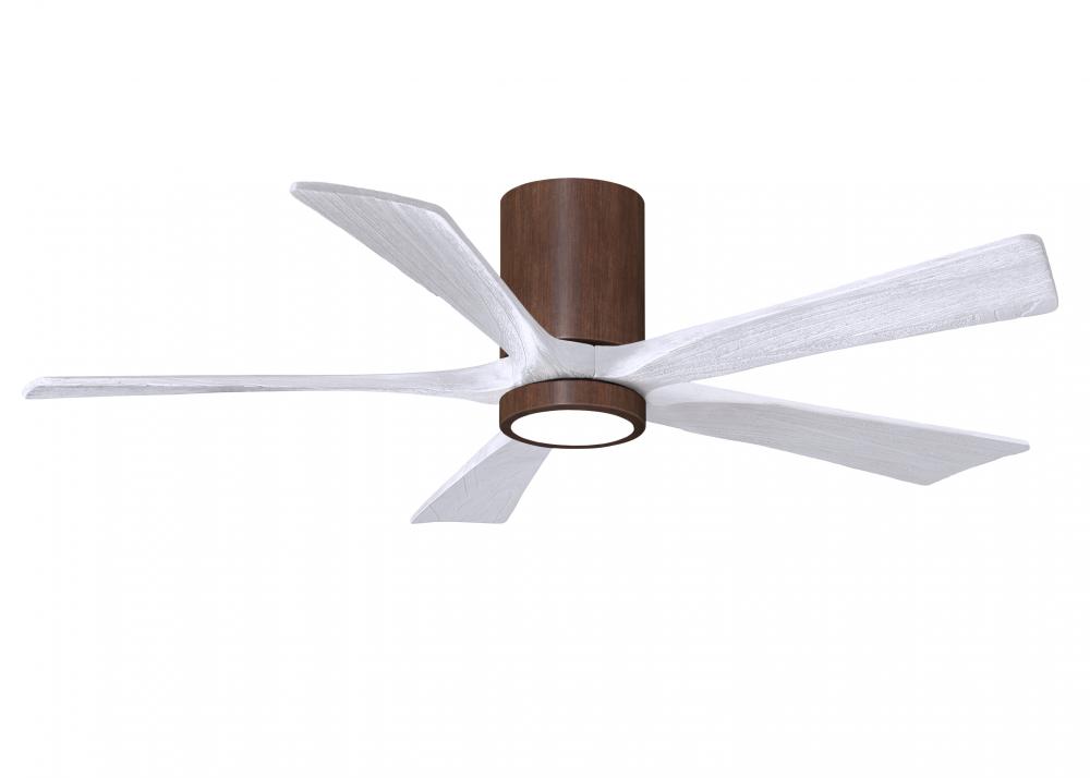 IR5HLK five-blade flush mount paddle fan in Walnut finish with 52” solid matte white wood blades