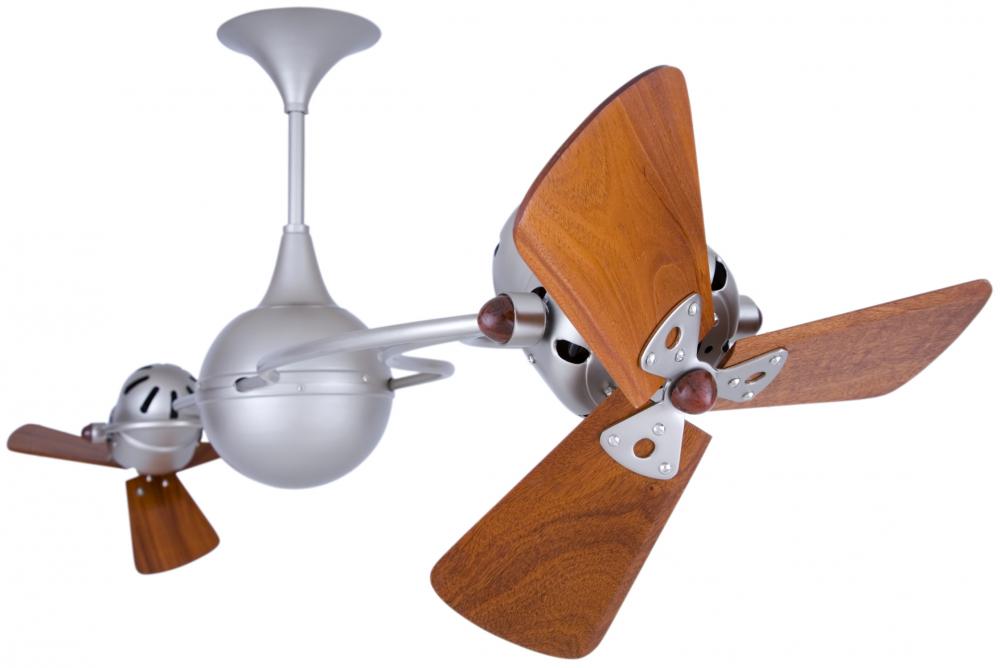 Italo Ventania 360° dual headed rotational ceiling fan in brushed nickel finish with solid sustai