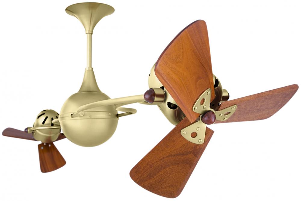 Italo Ventania 360° dual headed rotational ceiling fan in brushed brass finish with solid sustain