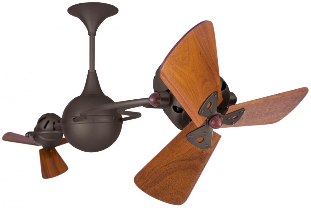 Italo Ventania 360° dual headed rotational ceiling fan in bronzette finish with solid sustainable