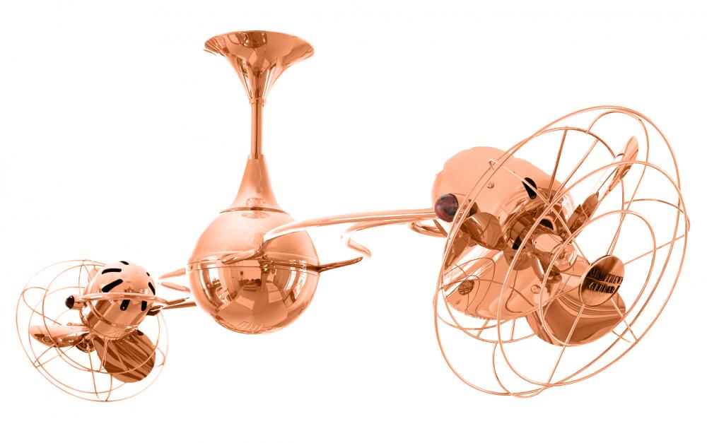 Italo Ventania 360° dual headed rotational ceiling fan in polished copper finish with metal blade