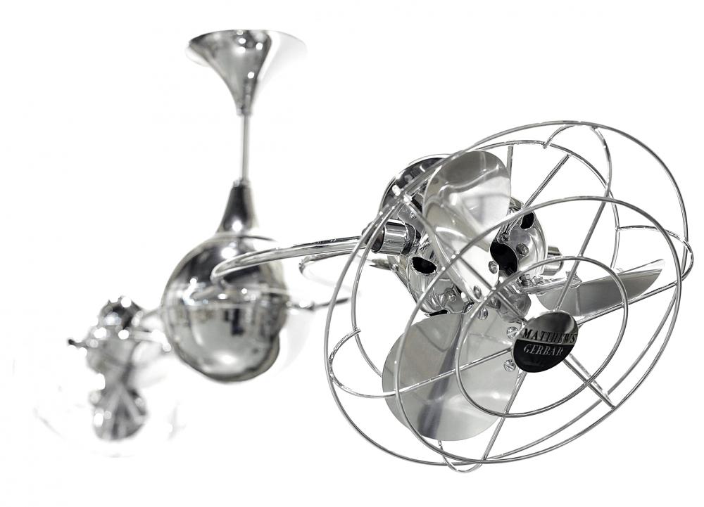 Italo Ventania 360° dual headed rotational ceiling fan in polished chrome finish with metal blade