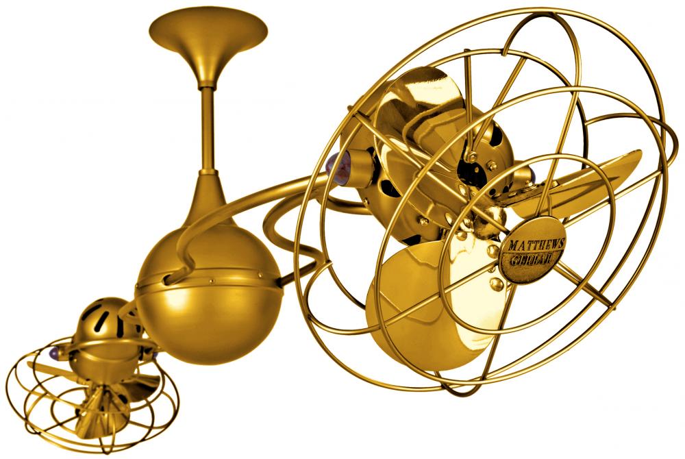 Italo Ventania 360° dual headed rotational ceiling fan in Ouro (Gold) finish with metal blades.