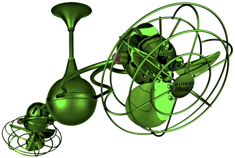 Italo Ventania 360° dual headed rotational ceiling fan in Esmeralda (Green) finish with metal bla