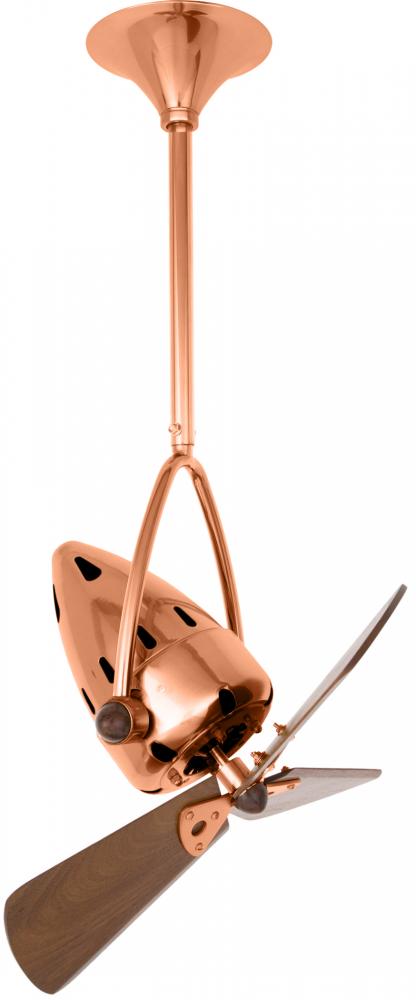 Jarold Direcional ceiling fan in Brushed Copper finish with solid sustainable mahogany wood blades