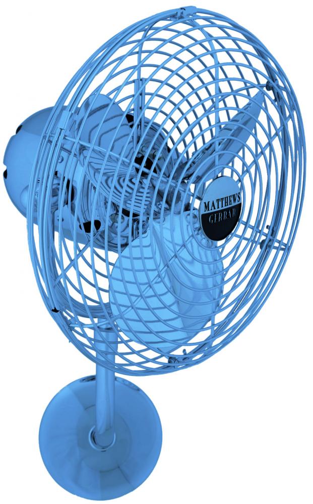 Michelle Parede vintage style wall fan in Agua Marinha (Light Blue) finish.