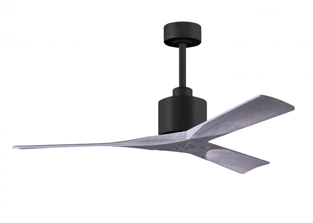 Nan 6-speed ceiling fan in Matte Black finish with 52” solid barn wood tone wood blades