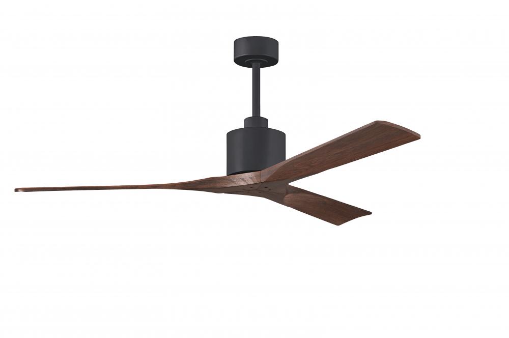 Nan 6-speed ceiling fan in Matte Black finish with 60” solid walnut tone wood blades